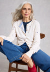 Yest Lulu Embroidered Print Crew Neck Cardigan, Cream