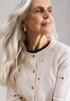 Yest Lulu Embroidered Print Crew Neck Cardigan, Cream