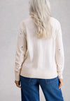 Yest Lulu Embroidered Print Crew Neck Cardigan, Cream