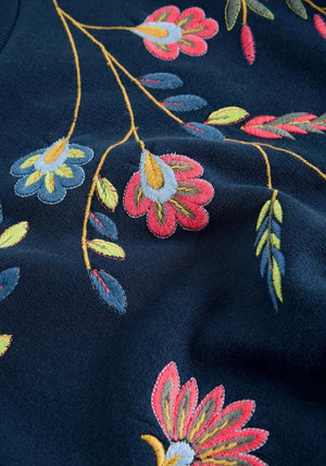 White Stuff Floral Embroidered Sweatshirt, Navy