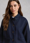 White Stuff Isabel Linen Button Up Jacket, Navy