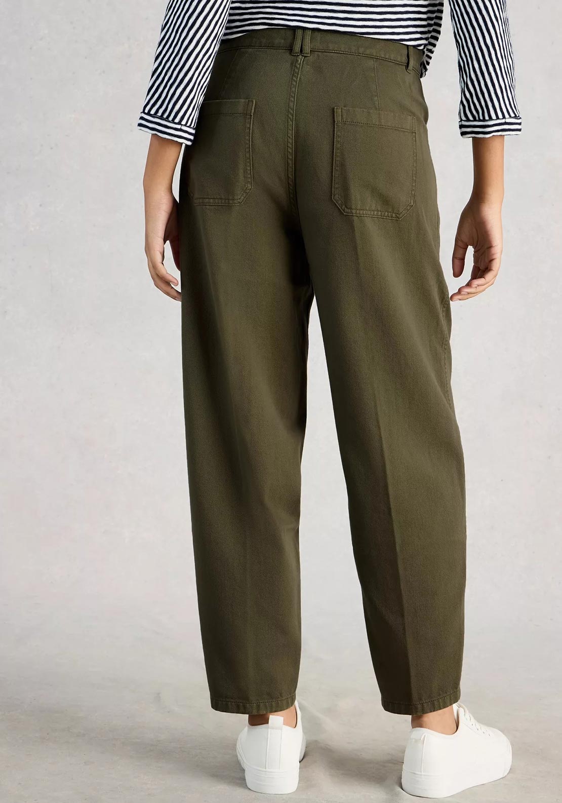 White Stuff Aubrey Barrel Cotton Trousers, Green