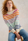 White Stuff Rainbow Stripe Crew Cashmere Jumper, Multi