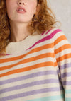 White Stuff Rainbow Stripe Crew Cashmere Jumper, Multi
