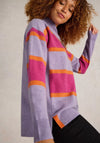 White Stuff Holly Stripe Cashmere Jumper, Purple