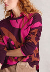 White Stuff Olive Leaf Print Jumper, Wine