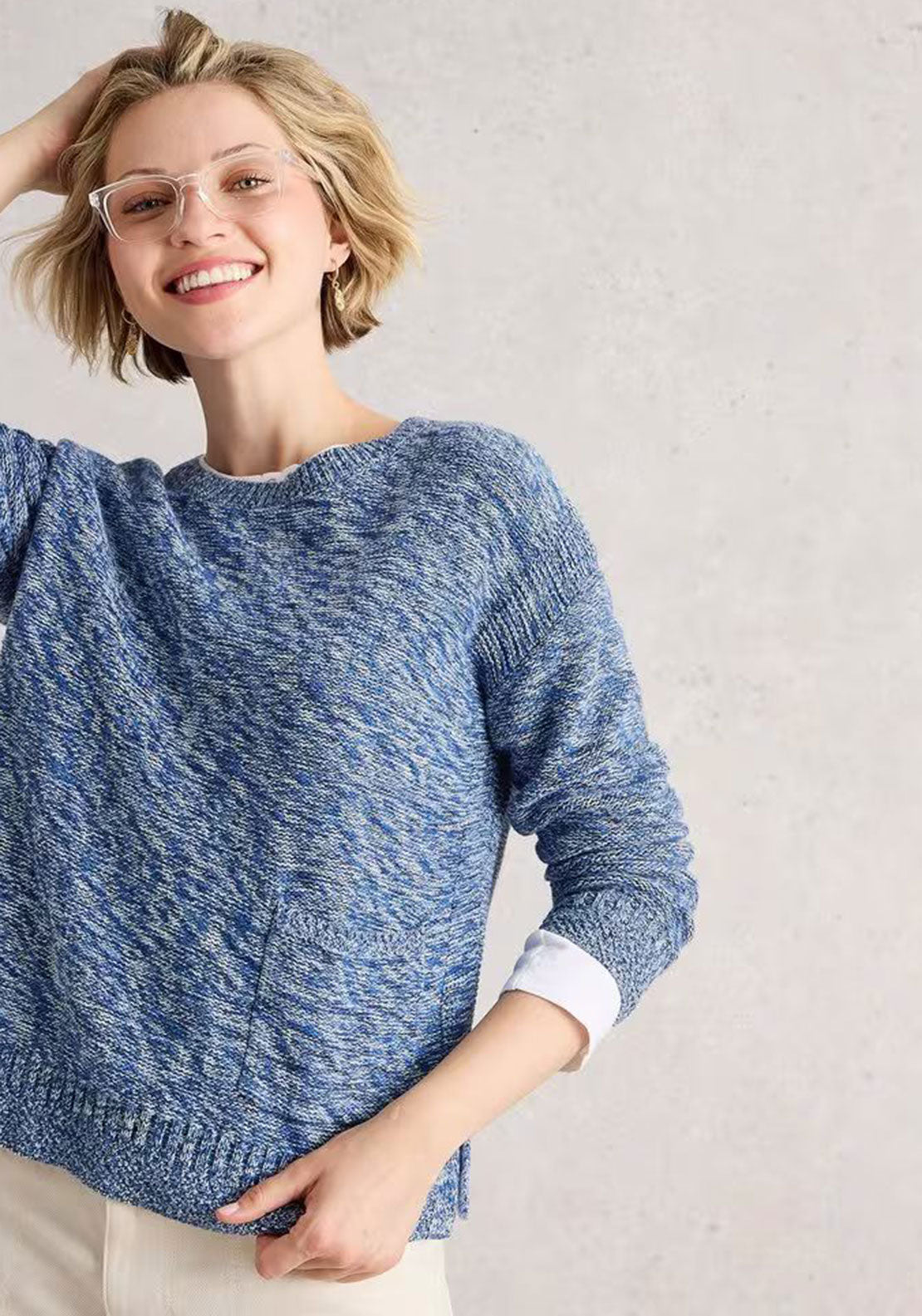 White Stuff Victoria Yarn Stitch Jumper, Blue