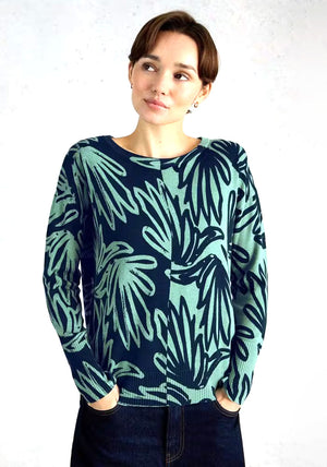 White Stuff Olive Printed Round Neck Jumper, Green