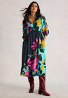 White Stuff Lucy Leaf Print Midi Dress, Purple Multi
