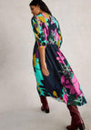 White Stuff Lucy Leaf Print Midi Dress, Purple Multi