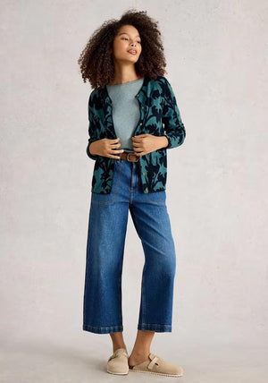 White Stuff LULU Print Cardigan, Blue