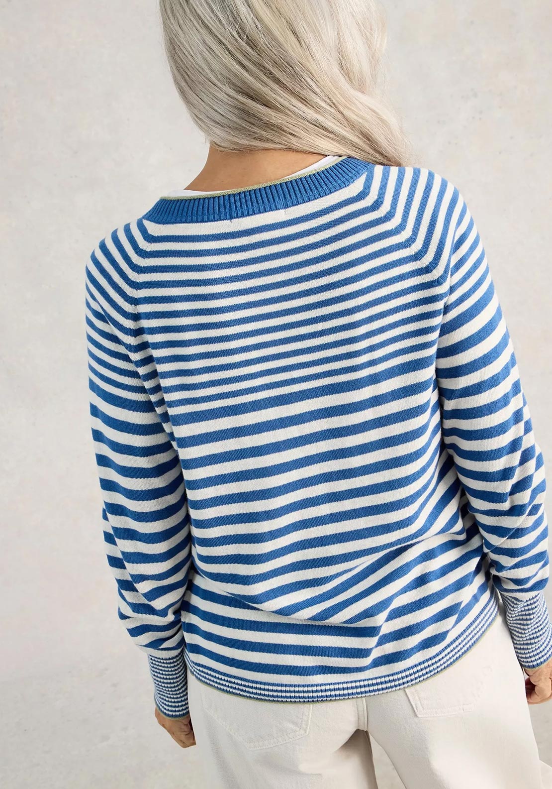 White Stuff Lulu Striped Cardigan, Blue