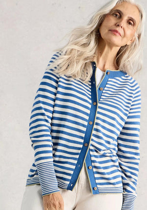 White Stuff Lulu Striped Cardigan, Blue