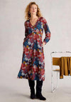 White Stuff Megan Long Sleeve Jersey Midi Dress, Red Multi