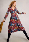 White Stuff Megan Long Sleeve Jersey Midi Dress, Red Multi