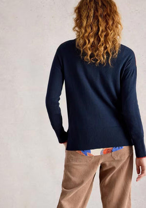 White Stuff Olive Floral Crew Neck Jumper, Navy Multi