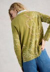 White Stuff Olive Print Crew Neck Jumper, Green