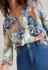 White Stuff Nelly Printed Cropped Sleeve Top, Multi