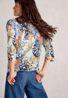 White Stuff Nelly Printed Cropped Sleeve Top, Multi