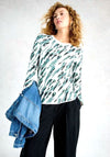 White Stuff Clara Contrasting Print Long Sleeve T-Shirt, Green