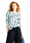 White Stuff Clara Contrasting Print Long Sleeve T-Shirt, Green