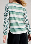 White Stuff Clara Contrasting Print Long Sleeve T-Shirt, Green