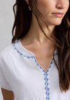 White Stuff V-Neck With Detail T-Shirt, White