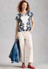 White Stuff Nelly Knit Short Sleeve Sweater, Ivory & Navy