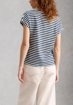 White Stuff Nelly Knit Short Sleeve Sweater, Ivory & Navy