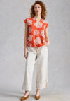 White Stuff Nicole Linen Blend Tie Trim Top, Orange