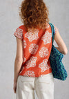 White Stuff Nicole Linen Blend Tie Trim Top, Orange