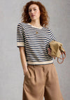 White Stuff Holly Knit Short Sleeve Sweater, Ivory & Navy