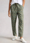White Stuff Elle Linen Casual Printed Trousers, Green