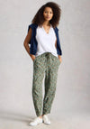 White Stuff Elle Linen Casual Printed Trousers, Green