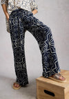 White Stuff Ally Linen Casual Geometric Print Trousers, Navy