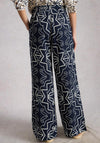 White Stuff Ally Linen Casual Geometric Print Trousers, Navy