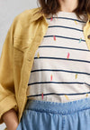 White Stuff Striped With Chilli Print Detail Top, White