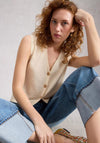 White Stuff Button Up Sleeveless Vest, Cream
