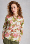 White Stuff Sophie Long Sleeve Geometric Floral Shirt, Green Multi