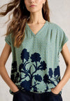 White Stuff Kate Floral Print V-Neck Blouse, Green