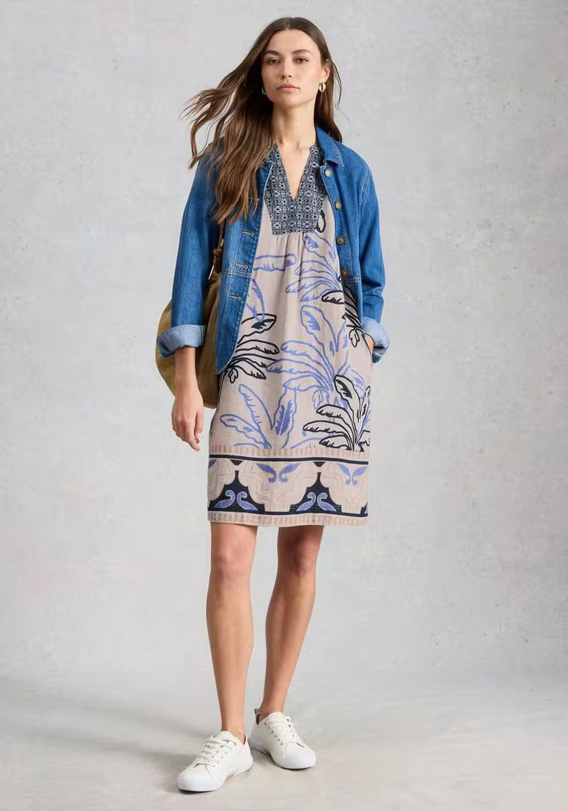 White Stuff Ash Notch Neck Dress, Blue
