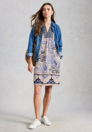 White Stuff Ash Notch Neck Dress, Blue