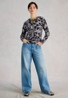 White Stuff Lulu Printed Crewneck Cardigan, Navy