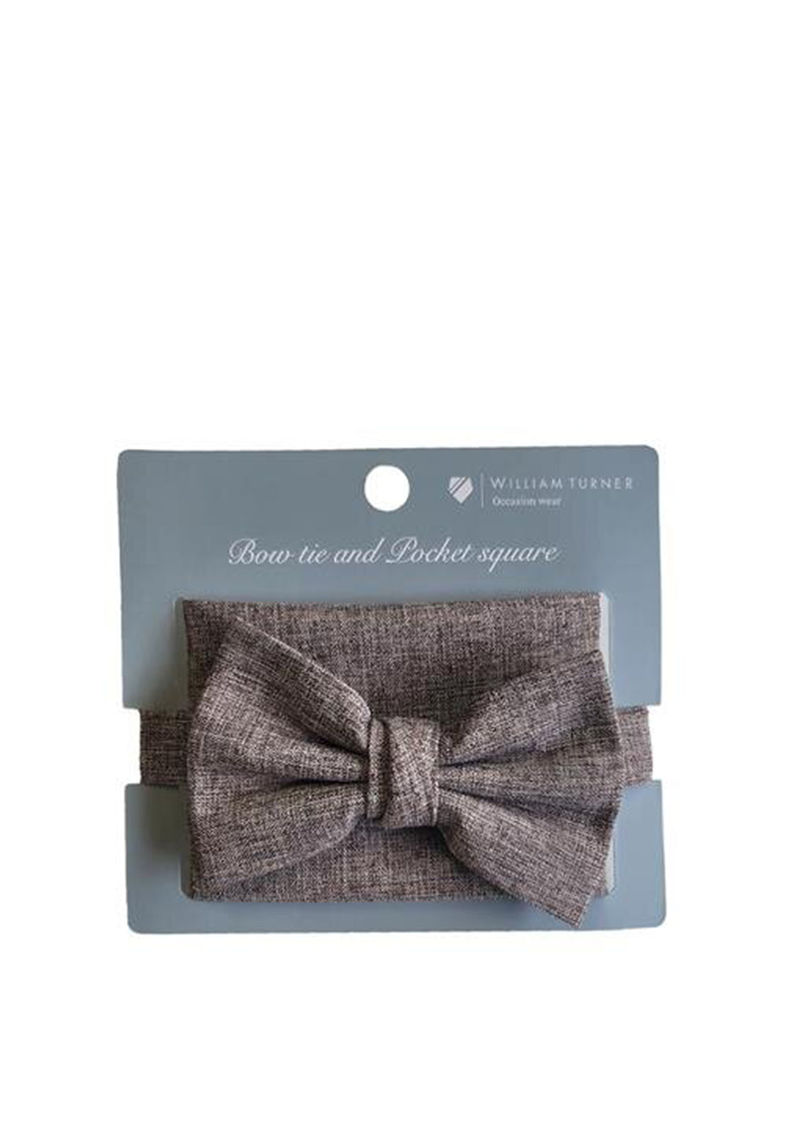 William Turner Linen Texture Bow Tie & Pocket Square, Greige
