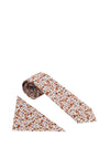 William Turner Daisy Print Tie & Pocket Square, Brown