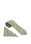 William Turner Daisy Print Tie & Pocket Square, Green