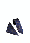 William Turner Paisley Tie & Pocket Square, Navy & Brown