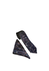 William Turner Paisley Tie & Pocket Square, Navy & Burgundy