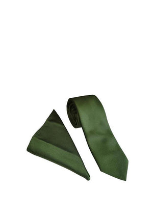 William Turner Plain Twill Tie & Pocket Square, Fir Green