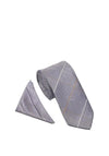 William Turner Tweed Check Tie & Pocket Square, Silver & Blue